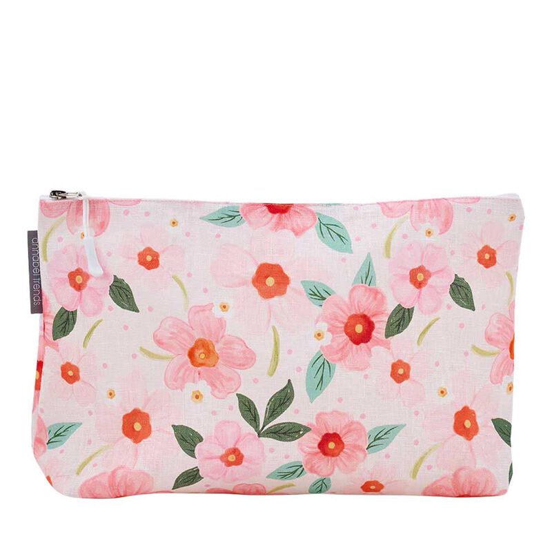 Annabel Trends Linen Cosmetics Bag Large - Meadow Blush image number 0